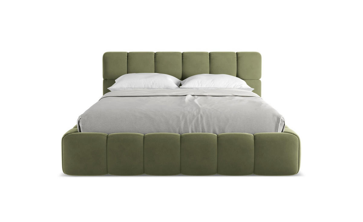 POLSTERBETT mit Bettkasten und Lattenrost 180x228 Grün - Schwarz/Olivgrün, Kunststoff/Textil (160/200cm) - Makamii