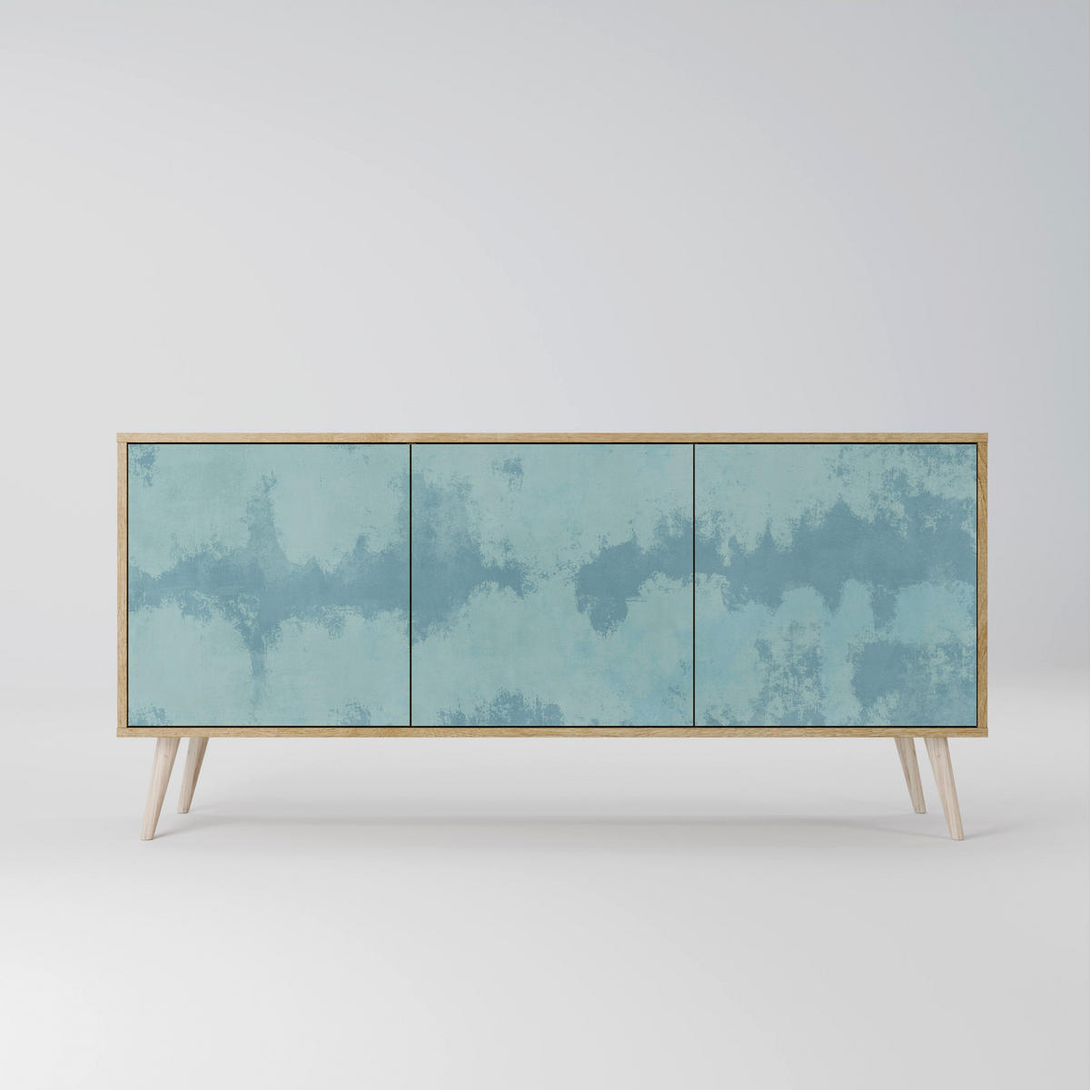 SIDEBOARD SKY WASH, Eicheneffekt, 164,5x42x77,5 cm, 3 Türen - Eichefarben/Buchefarben, Holzwerkstoff/Buchenholz (164.5/77.5/42cm) - SpaceRebels