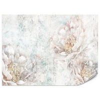 FOTOTAPETE für Büro Pfingstrosen Blumen Beton Vintage 150x105 - Gelb/Rosa, Papier (150/105cm) - Muralo