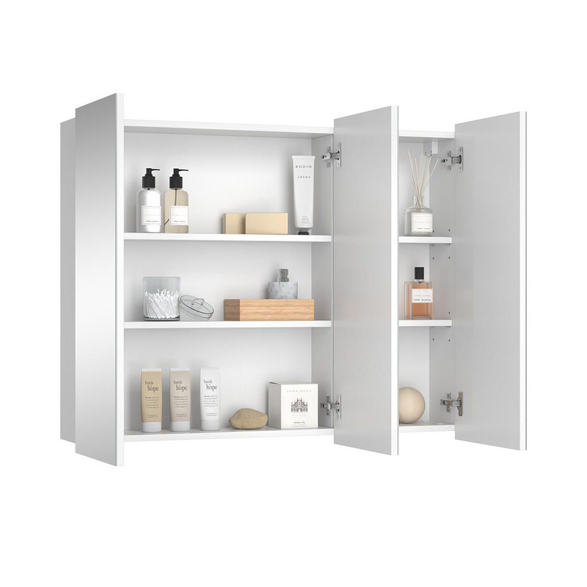 BADSPIEGELSCHRANK Sola Weiß 100 x 79.8 cm mit 3 Türen - Weiß, Glas (100/79.8/16.9cm) - Vicco