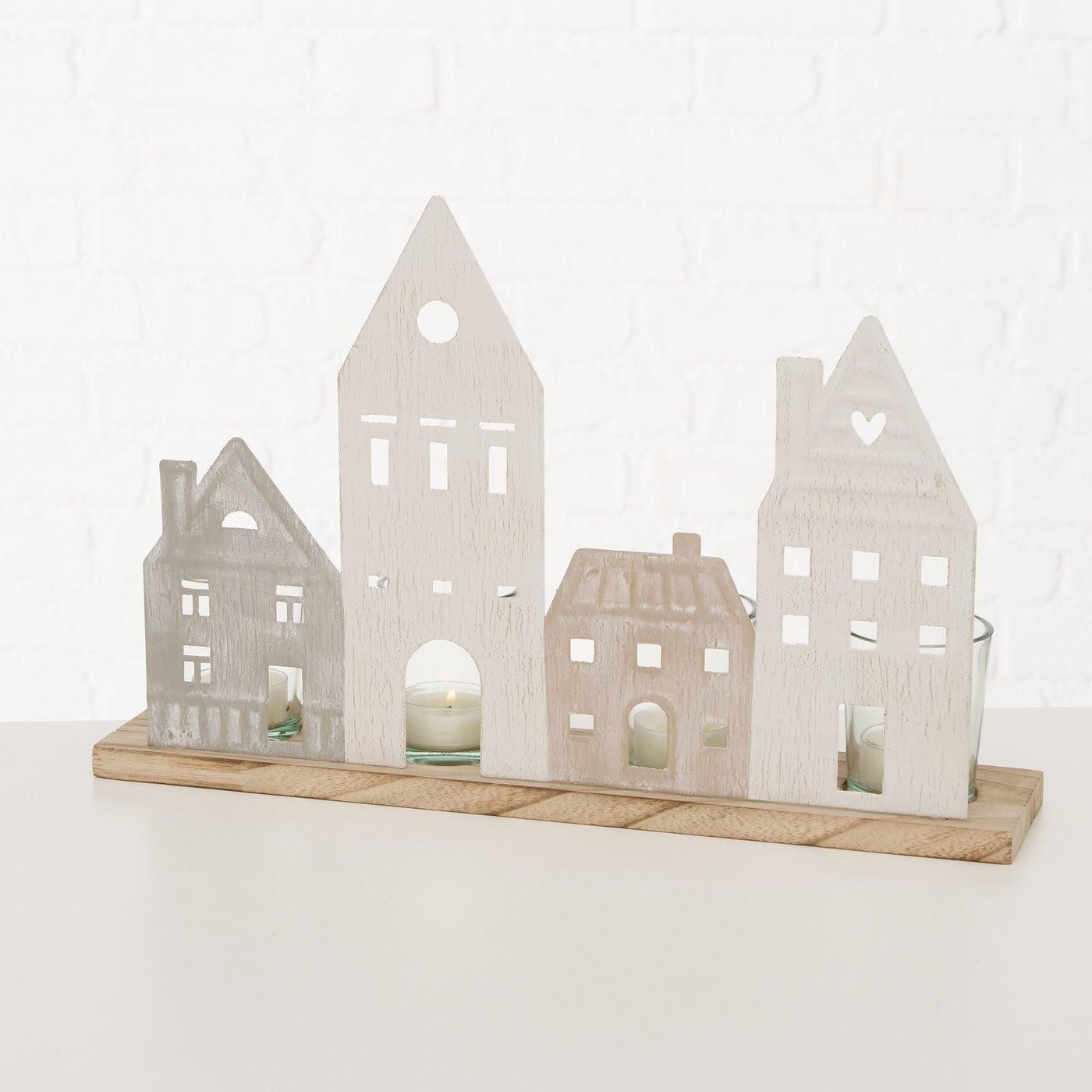TEELICHTHALTER NORDY 24/36 cm - Beige, Holz (8/24/36cm) - Boltze Home