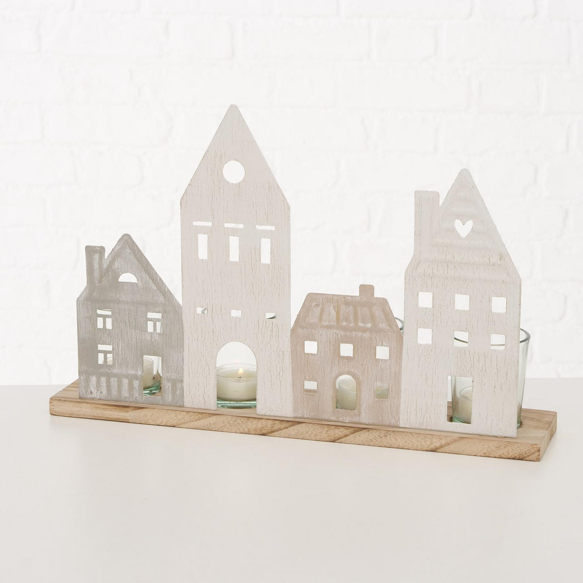 TEELICHTHALTER NORDY 24/36 cm - Beige, Holz (8/24/36cm) - Boltze Home
