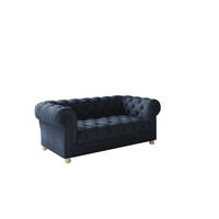 SOFA 2-Sitzer CHESTERFIELD Elegant Klassisch Schick Stoff Whisper Velours Blau - Blau, Holz/Textil (152/77/90cm) - Kaiser Möbel