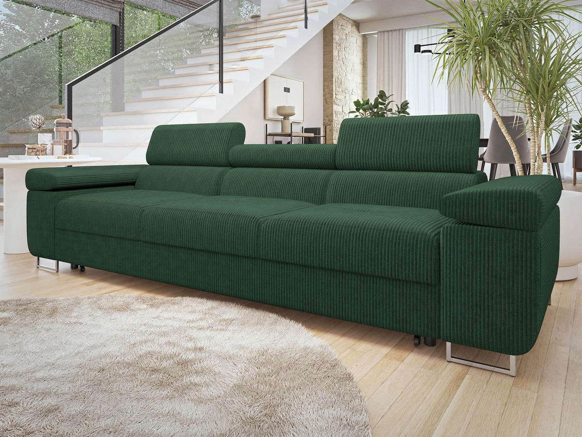 CANAPEA EXTENSIBILA Torezio 3 Bis Reiat - verde, material textil/lemn (263/90/102cm) - MIRJAN24
