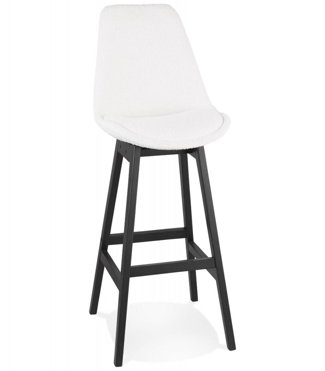 BARHOCKER Textil Sitz mit Holzgestell SANDRA, Weiß-Schwarz 48x56x112 cm - Schwarz/Weiß, Eichenholz/Holz (48/112/56cm) - KADIMA DESIGN