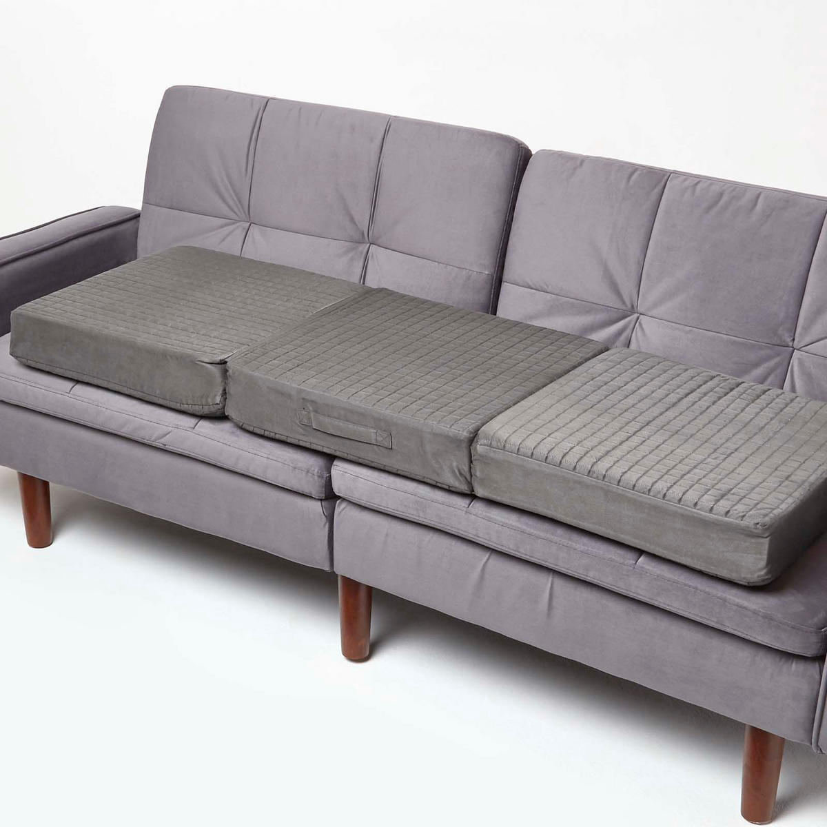 SITZKISSEN-BEZUG für Sofa-Auflage 150/50/10 cm, Velours - Grau, Textil (150/50/10cm) - Homescapes