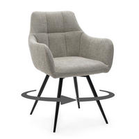 STUHL LUGANO drehbar gepolsterter mit Steppung - hellgrau - Chenille - Hellgrau/Schwarz, Textil/Metall (58/84/59cm) - NEW HOME