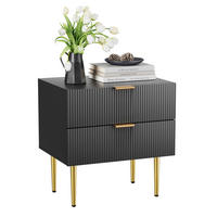NOČNÍ stolek 53/41,5 cm černý z MDF a kovu se 2 zásuvkami - černá, kompozitní dřevo (53/52.5/41.5cm) - OKWISH