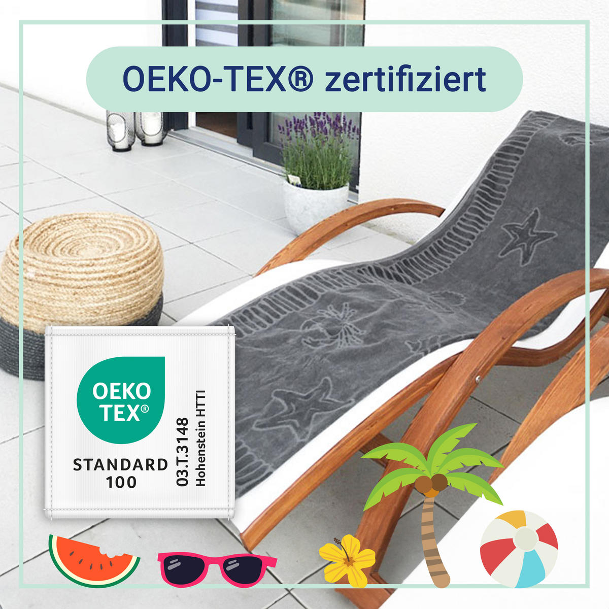 STRANDTUCH, 100x200 cm, 100% Baumwolle, Grau - Anthrazit, Textil (100/200cm) - Zollner