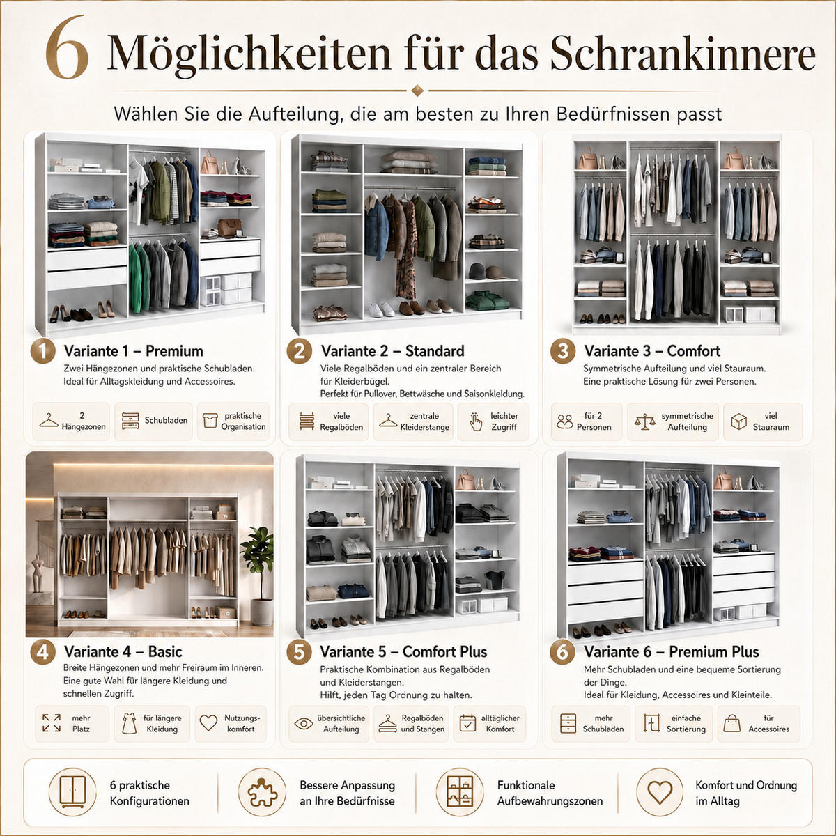 SCHWEBETÜRENSCHRANK BELANO 200 cm. Innenausstattung: Comfort plus - Weiß, Holzwerkstoff (200/215/59.5cm) - A&J MöbelLand