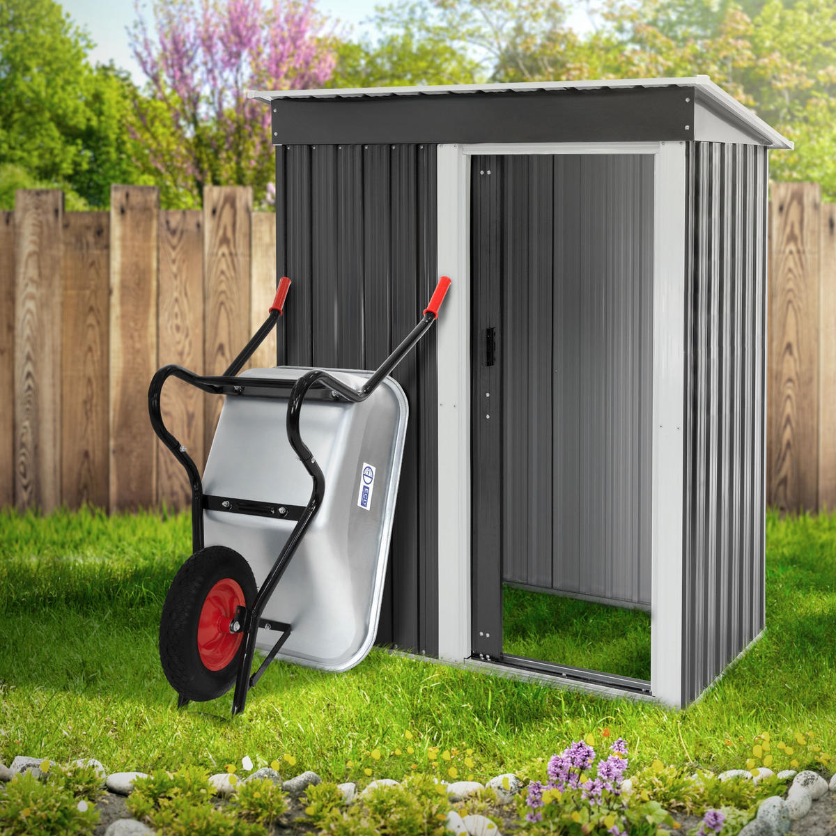 SCHUBKARRE - Silberfarben, Metall (59/65/143cm) - ECD-Germany