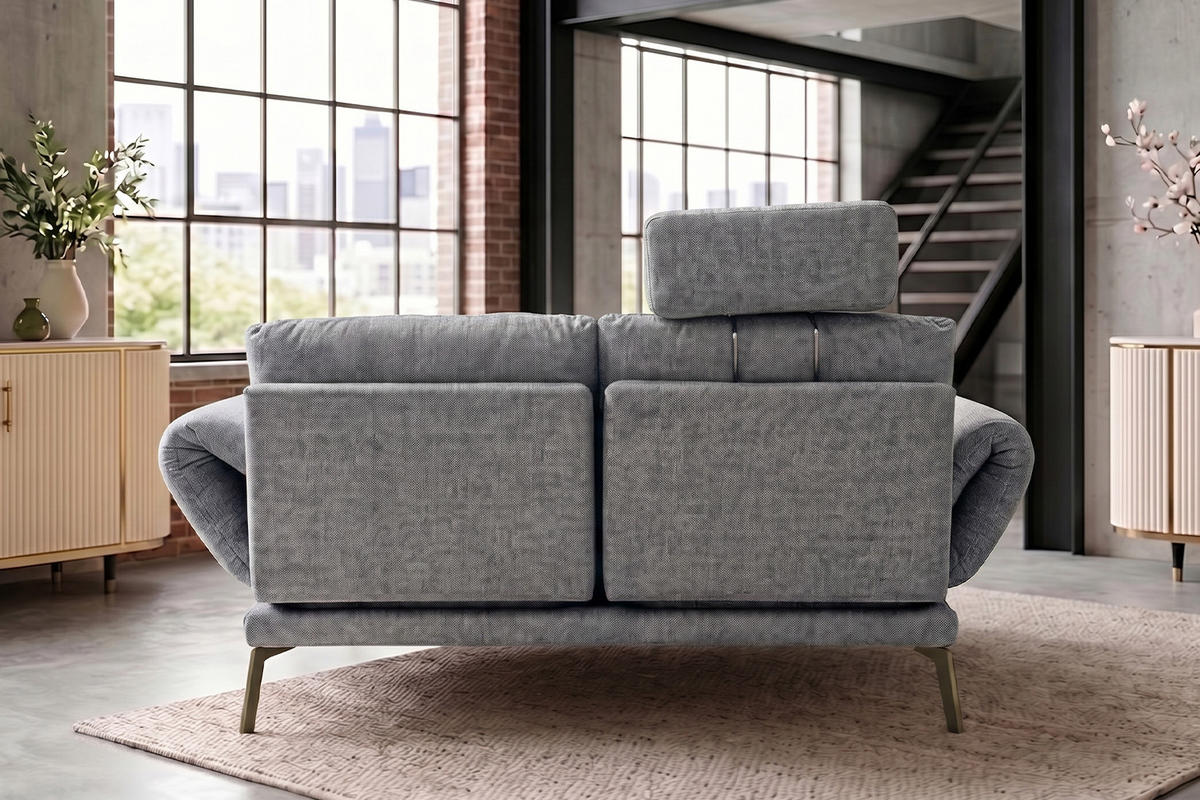 SOFA HOLLY Grau Flachgewebe - Braun/Grau, Textil/Metall (176/90/92cm) - KAWOLA