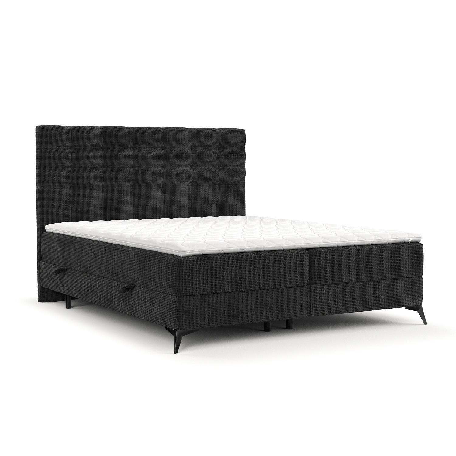 BOXBETT Niro 160/200 cm Schwarz im Bonita Stoff - Schwarz, Holz/Holzwerkstoff (160/200cm) - AltaBeds