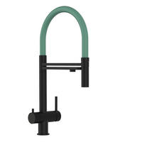 3-WEGE-KÜCHENARMATUR, Edelstahl Massiv aus Chirurgenstahl, PVD Schwarz Matt, 2-Strahl-Brause - Schwarz, Metall (26/49/26cm) - VIZIO