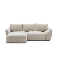 ECKSOFA NICE L Links mit Schlaffunktion 137x204 Chenille Beige - Beige/Schwarz, Holz/Textil (260/165cm) - Muffo