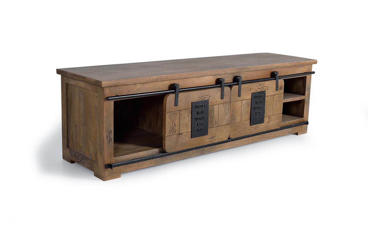 TV-SCHRANK in Akazie mit Metalldetails - Braun, Holz (180/55/50cm) - Giner y Colomer