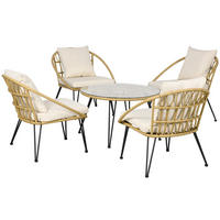GARTENMÖBEL-SET, für Balkon, Terrasse, Polyester, Beige - Beige, Kunststoff - Outsunny