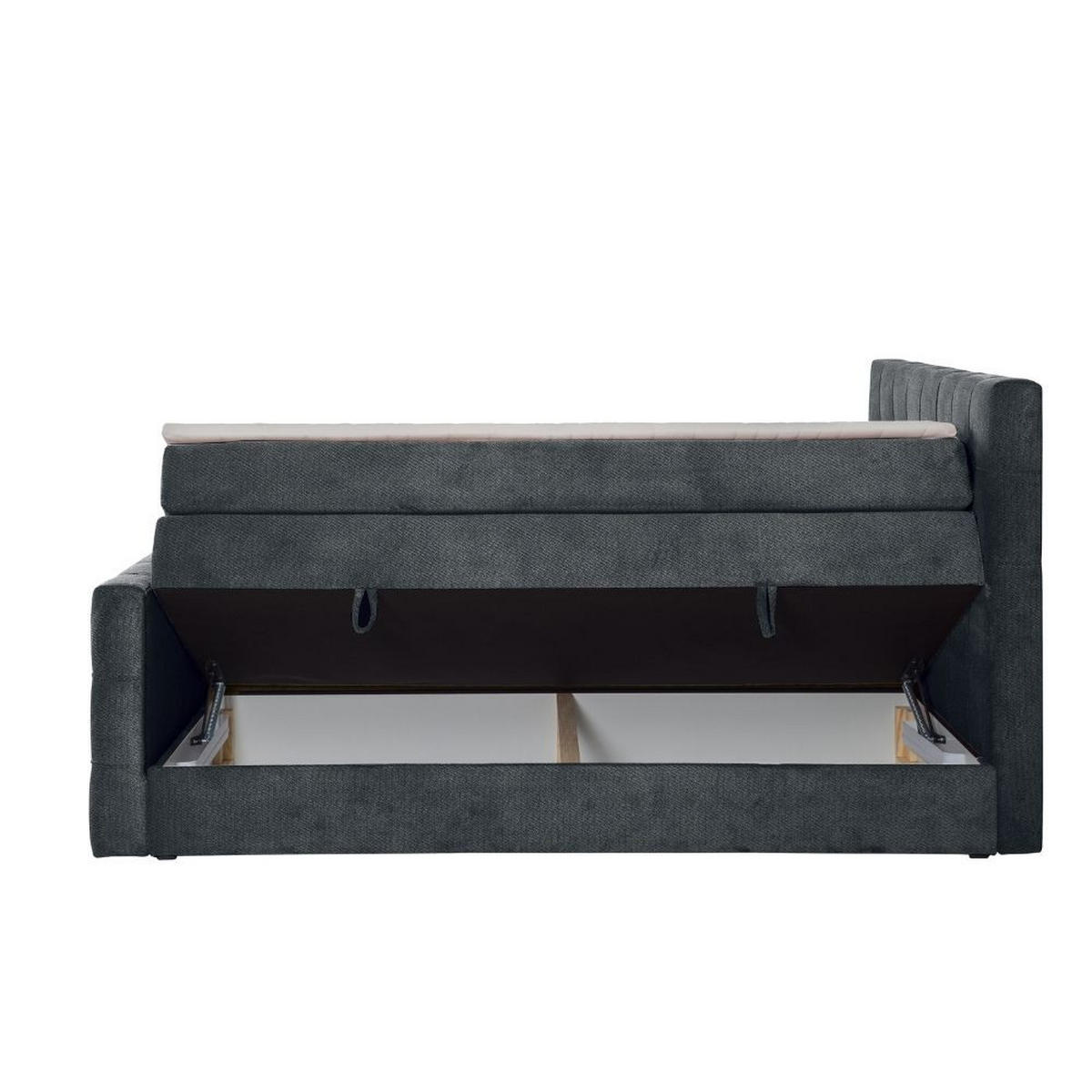 BOXBETT Royal mit Bonnelmatratze und Topper, 140x200, Dunkelgrau - Dunkelgrau, Holzwerkstoff/Kunststoff (140/200cm) - AN-Moebel 4u