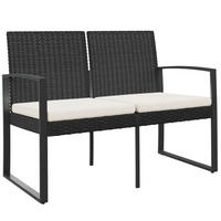 GARTENBANK 2-Sitzer Mit Kissen Schwarz PP-Rattan - Schwarz, Kunststoff (103.5/77.5/57cm) - vidaXL
