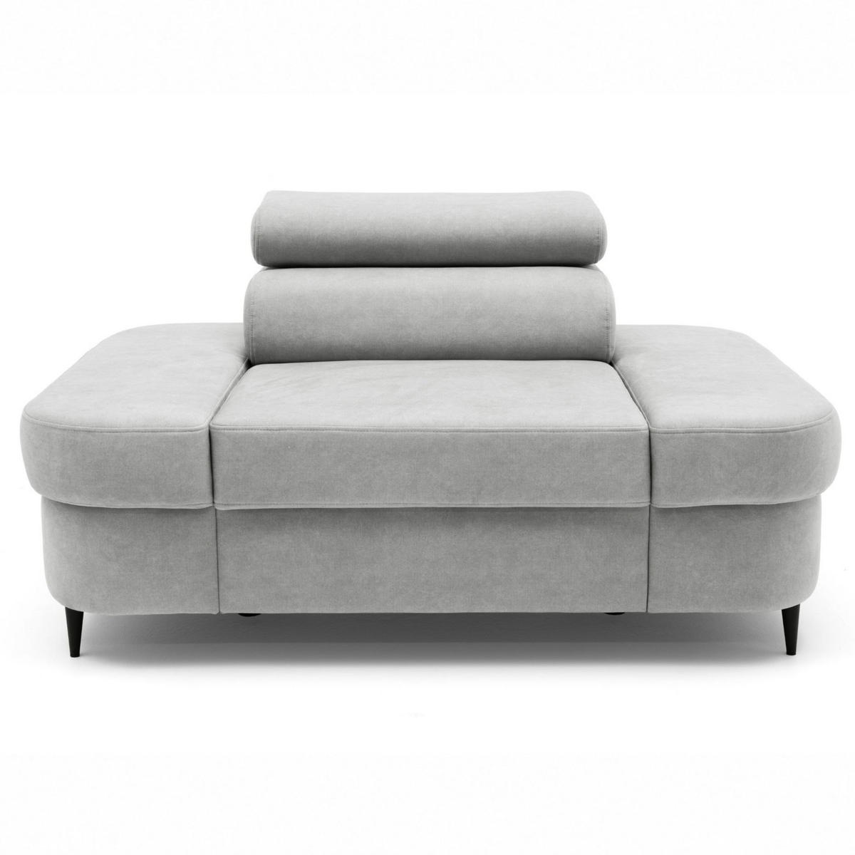 SESSEL PRIAM mit verstellbare Kopfstütze Velours Grau - Schwarz/Grau, Holz/Textil (145/97/105cm) - Muffo