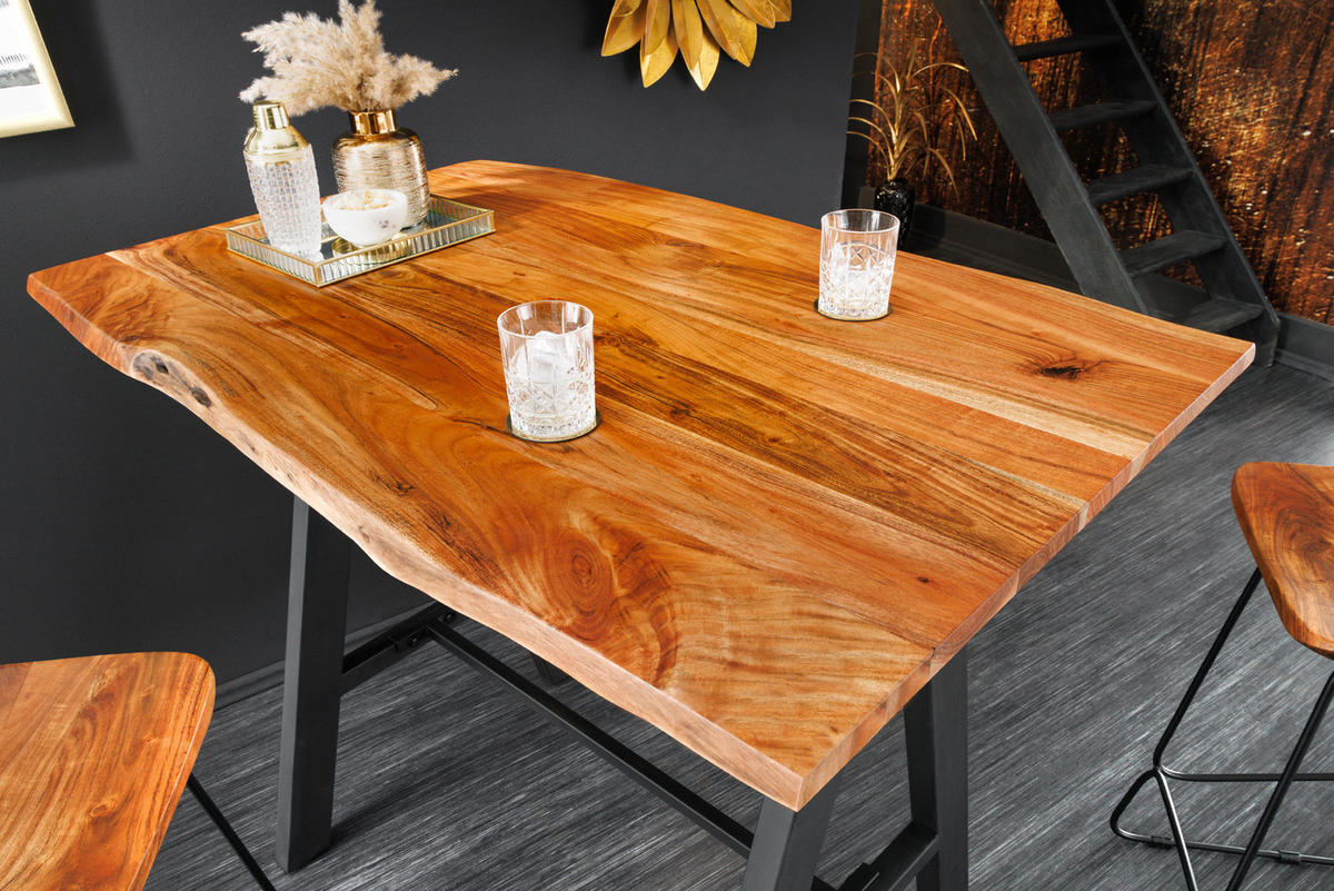 BARTISCH MAMMUT Akazie Natur 120 cm - Schwarz/Naturfarben, Holz/Metall (83/120/106cm) - riess-ambiente