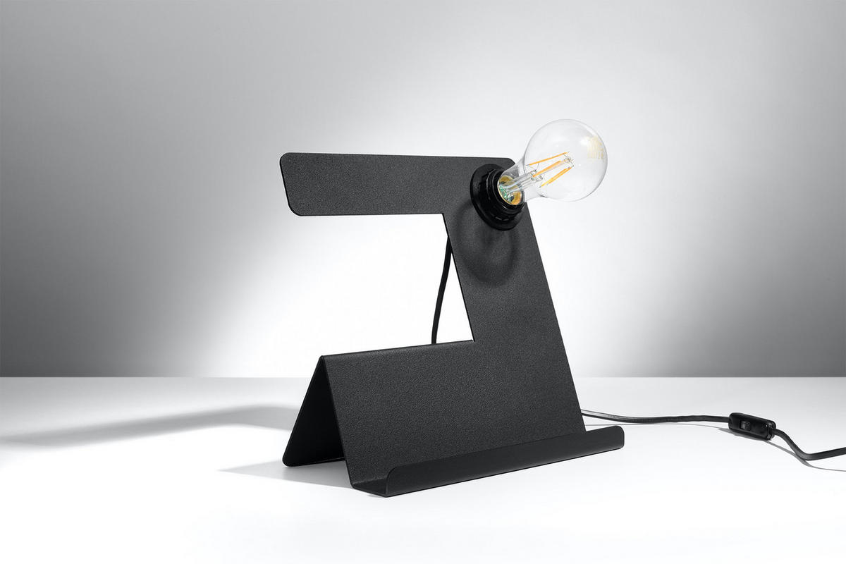 TISCHLEUCHTE Stahl Schwarz - Schwarz, Metall (17/25/24cm) - Sollux Lighting