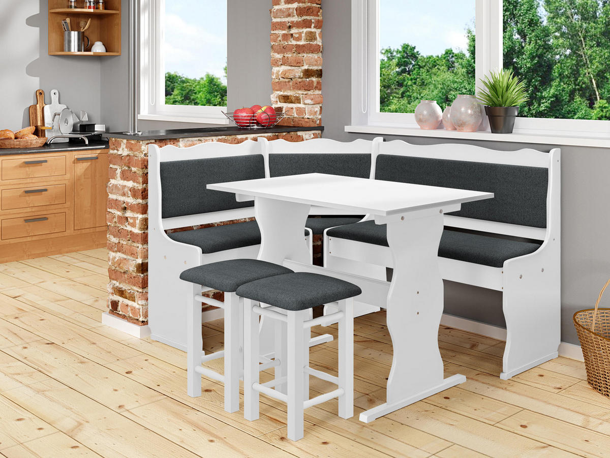 ECKBANKGRUPPE Mini - Dunkelgrau/Weiß, Holz (145/87/105cm) - MIRJAN24