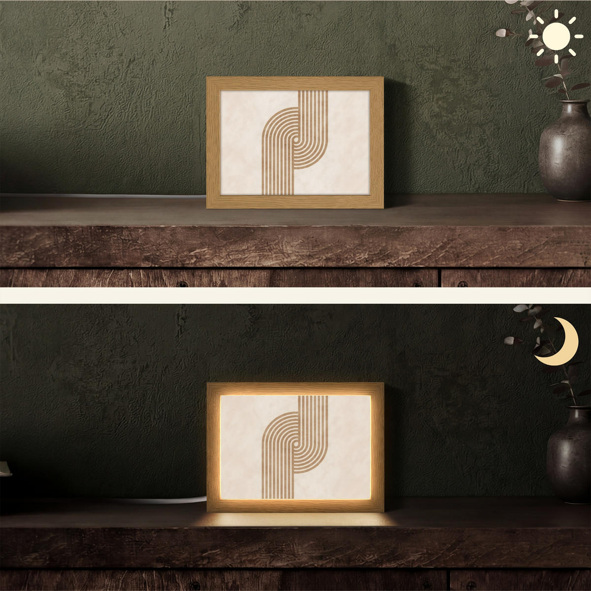 TISCHLEUCHTE Symmetrische Biegung - kupferfarbig 20x15 cm - Cappuccino, Holzwerkstoff (8/20/15cm) - OnlyWow