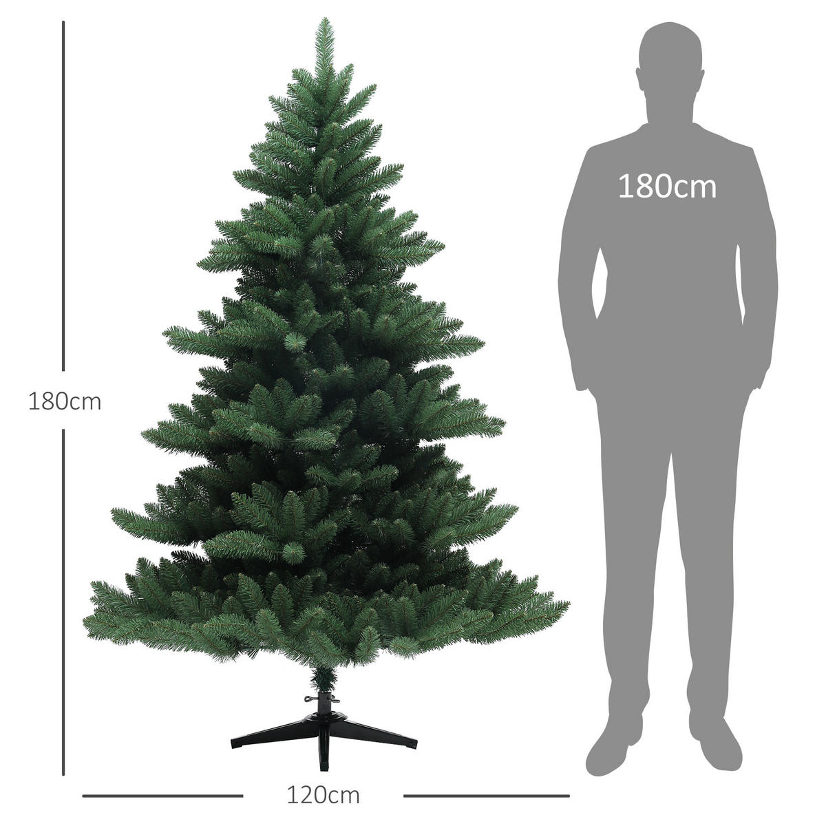 WEIHNACHTSBAUM 180 cm, Grün - Grün, Kunststoff (180cm) - HOMCOM