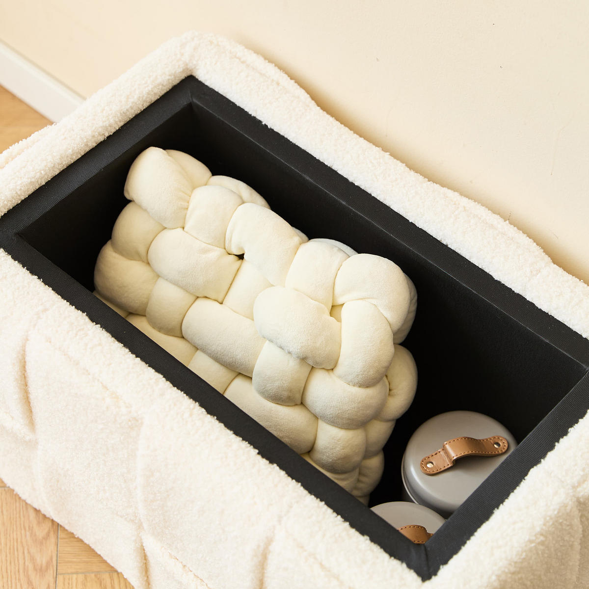 SITZBANK Wolle Weiß - Weiß, Textil (64/38/36cm) - Nordlys