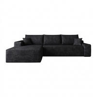ECKSOFA 270/175/83 cm Schwarz Cord mit Chaiselongue, Linke Seite - Schwarz, Textil (270/175cm) - Oxeza