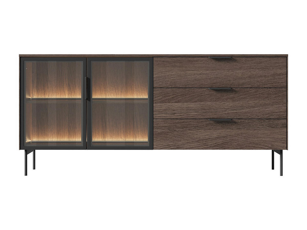 SIDEBOARD - 181.3cm x 39.3cm - MDF - naturfarben dunkel - FOGLERI - Naturfarben, Holz (181.3/82.6/39.3cm) - Vente-Unique