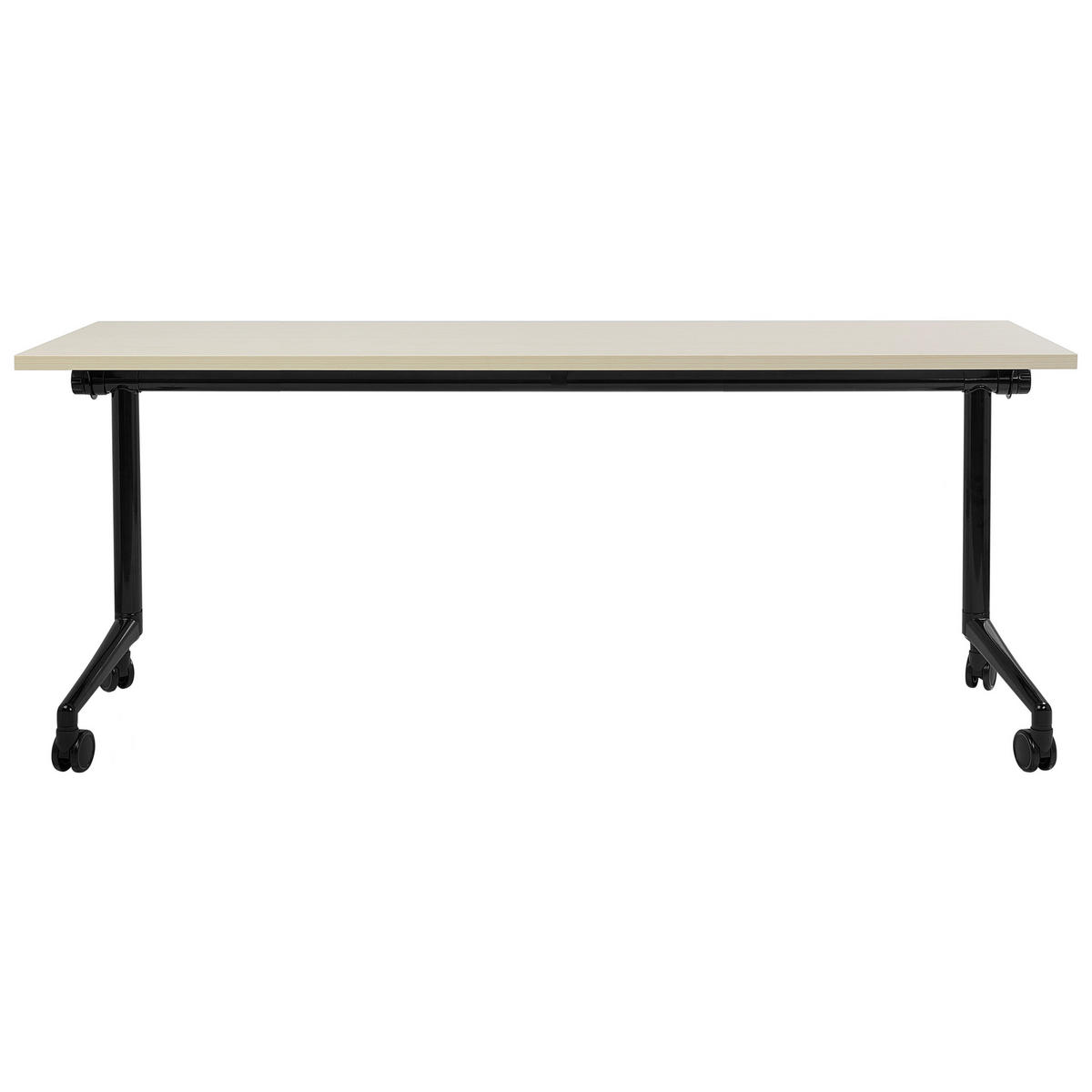 PSACÍ STŮL Skládací Světle hnědý 180/60 cm s kolečky Cavi - černá/hnědá, kompozitní dřevo (60/180/75cm) - Beliani