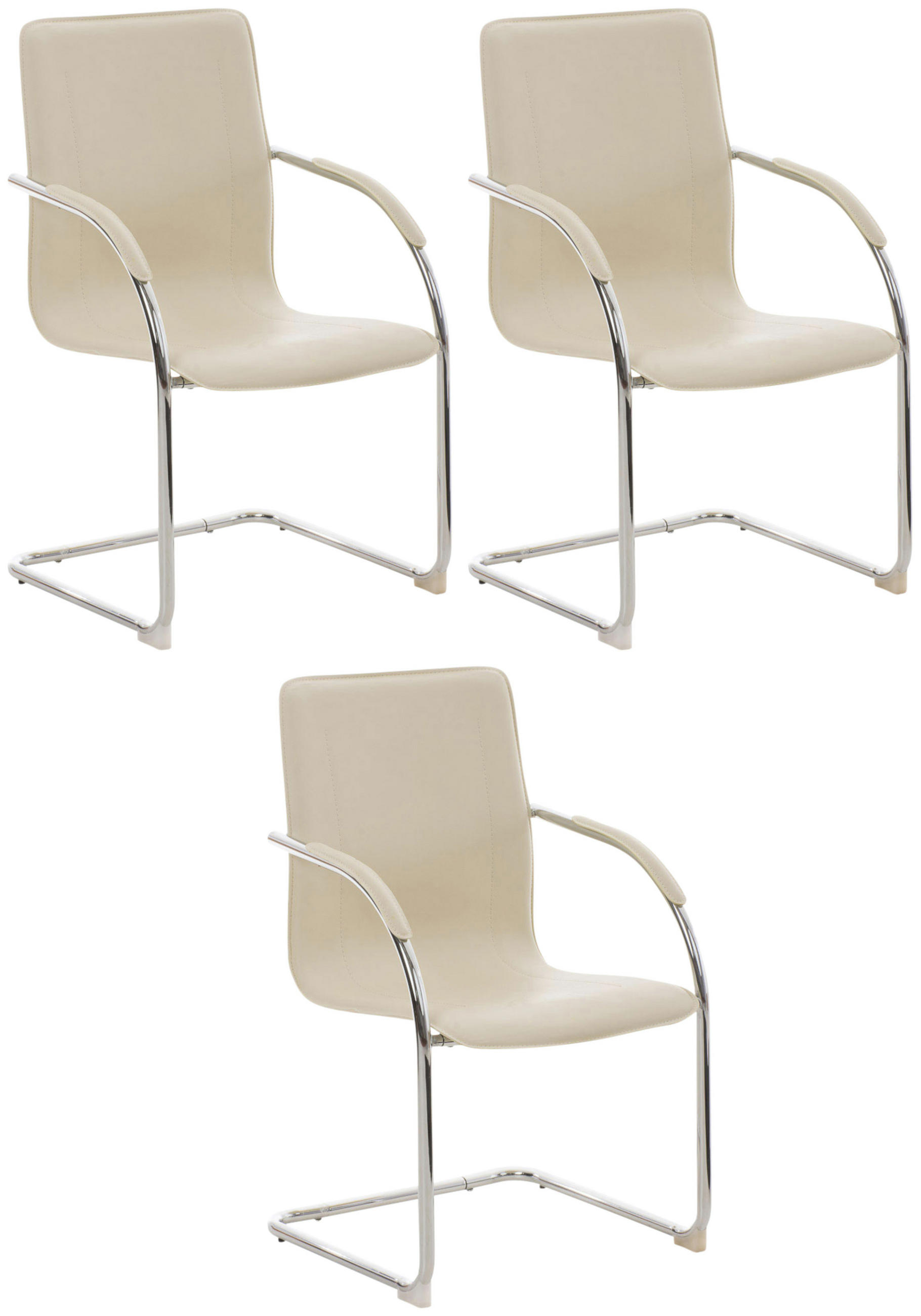SCHWINGSTUHL 3er Set Lederlook creme - Creme, Textil/Metall (56/94/52cm) - CLP