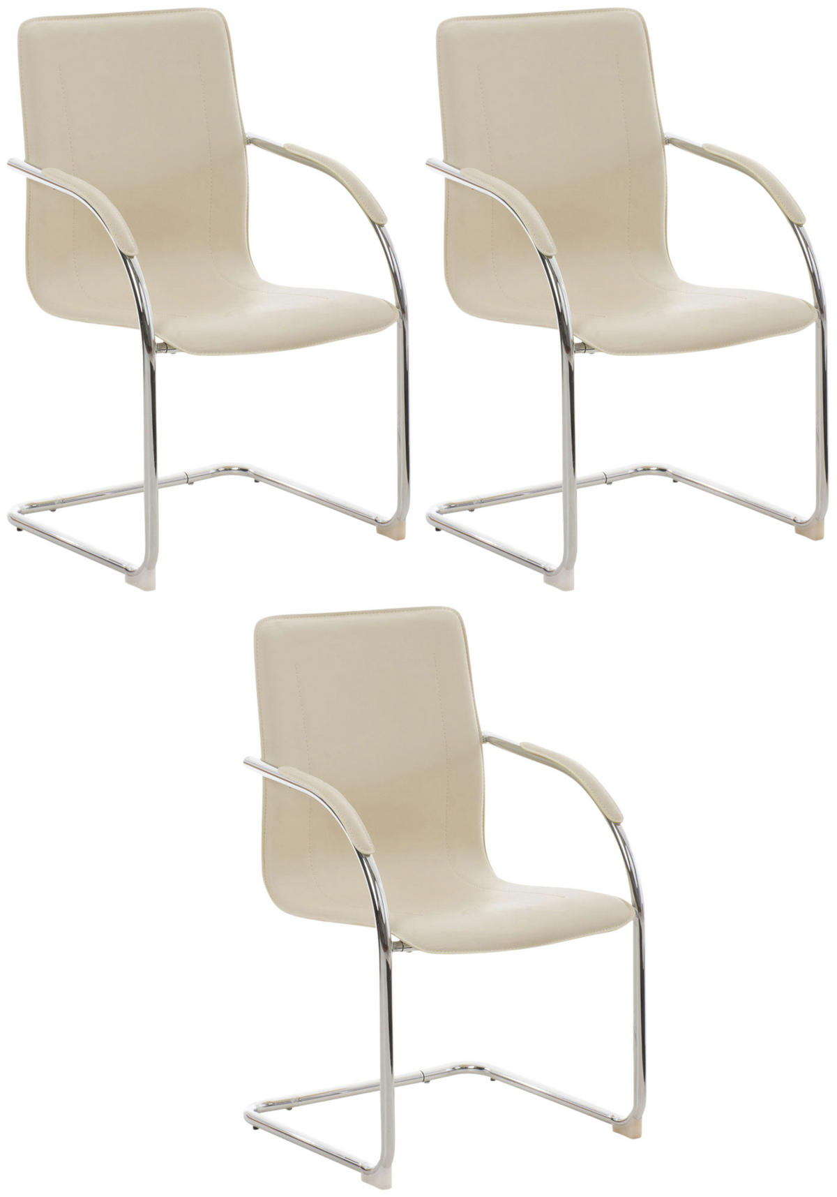 SCHWINGSTUHL 3er Set Lederlook creme - Creme, Textil/Metall (56/94/52cm) - CLP