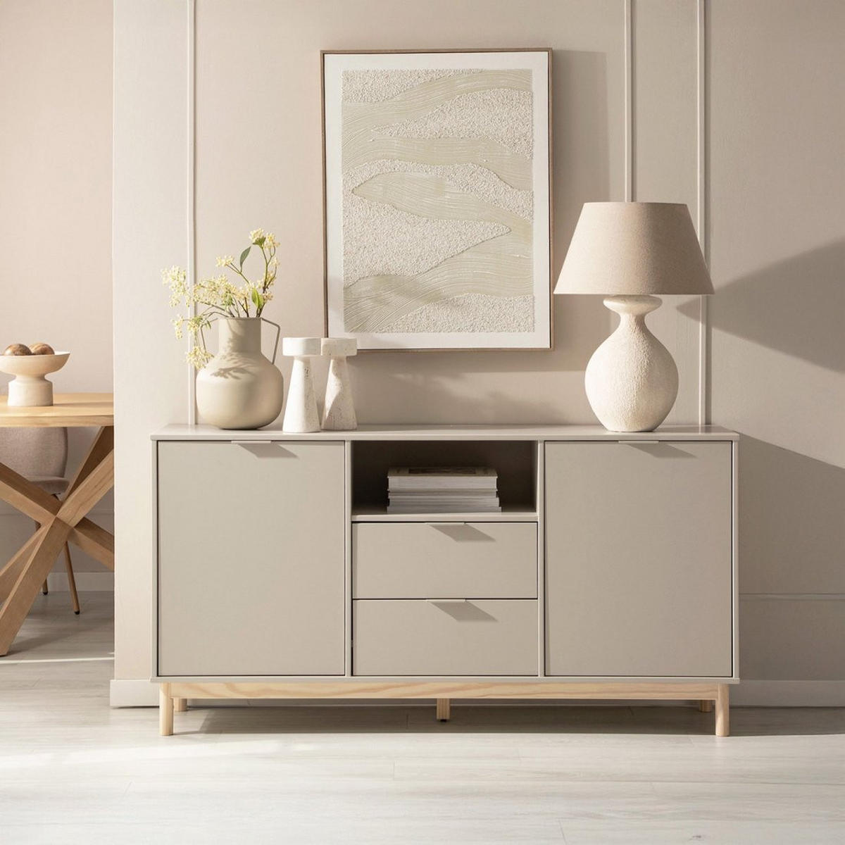 ANRICHTE NIEDRIGE Elian Grau 150 cm x 78 cm - Grau, Holzwerkstoff (150/78/38cm) - Klast Home