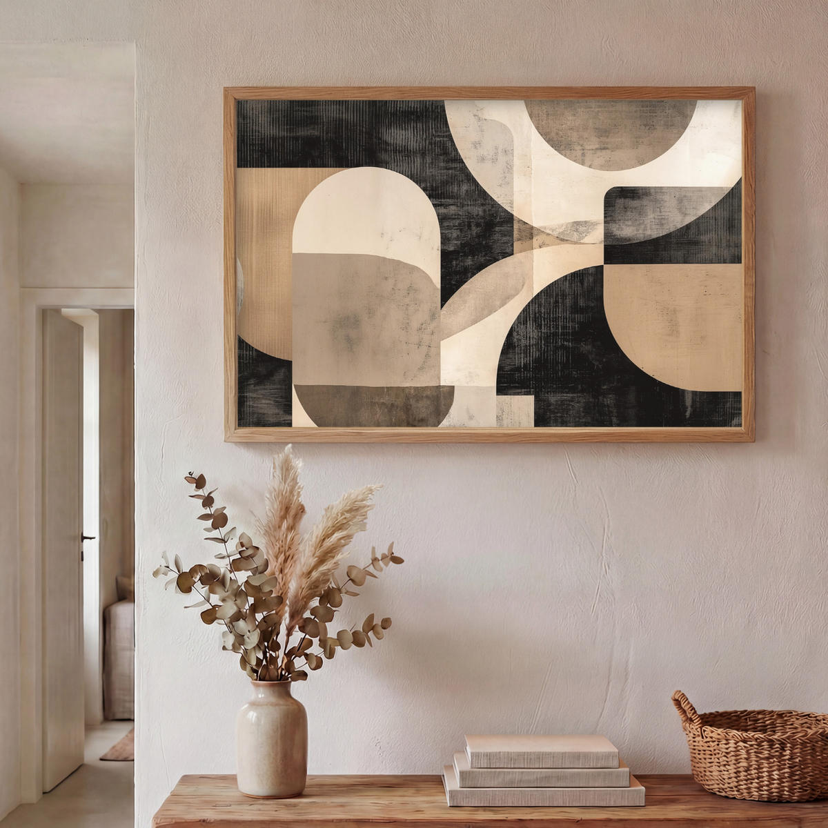 NÁSTĚNNÁ LAMPA S AKUMULÁTOREM Abstraktní - Tvary - Moderní - Béžová 100x70 cm - šedá, kompozitní dřevo (100/70/8cm) - OnlyWow