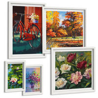 BILDER SET 5er Set - 50x50 cm & 20x30 cm & 40x60 cm Weißer Rahmen - Seerosen, Fahrradblumen - Weiß, Kunststoff (40/60cm) - TULUP