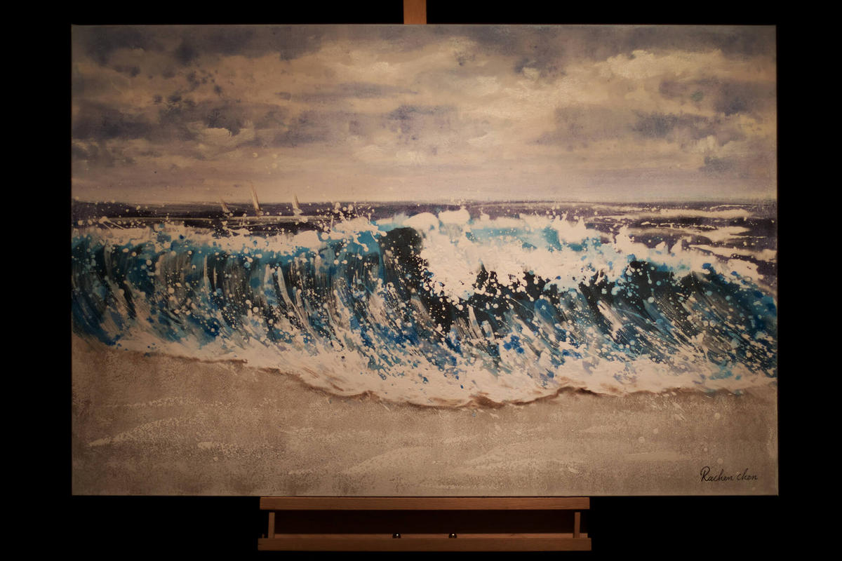 ACRYLBILD HANDGEMALT 120/80 cm - Blau, Holz/Textil (120/80cm) - KUNSTLOFT