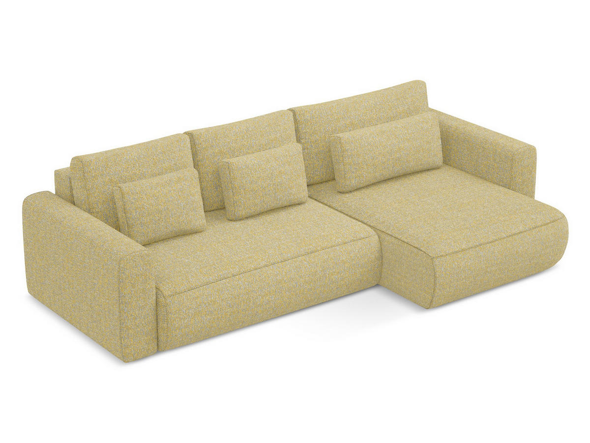 ECKSOFA mit Schlaffunktion Strukturstoff Stoff Gelb - Currygelb/Gelb, Kunststoff/Textil (278/149cm) - Makamii