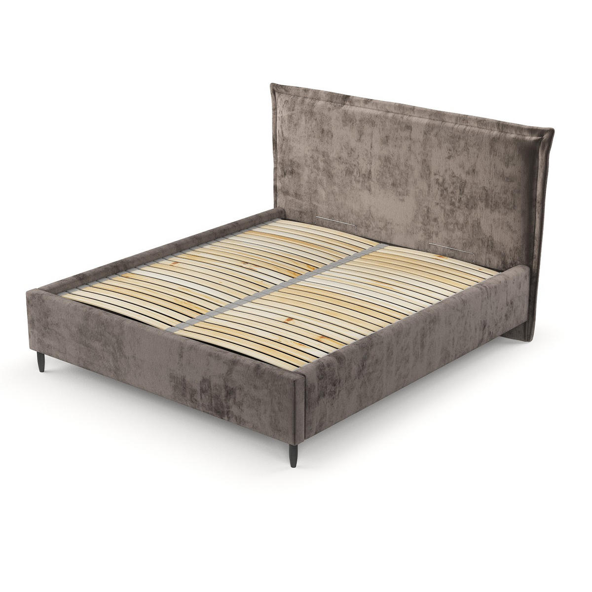 POLSTERBETT Cape Cod Braun 160/200 cm im Chenille-Stoff - Schwarz/Naturfarben, Holz/Holzwerkstoff (160/200cm) - Maison de Reve