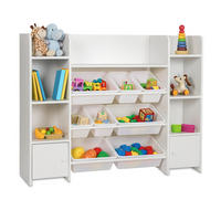 DETSKÝ regál - biela, kompozitné drevo/plast (138.5/94.5/29.5cm) - Relaxdays