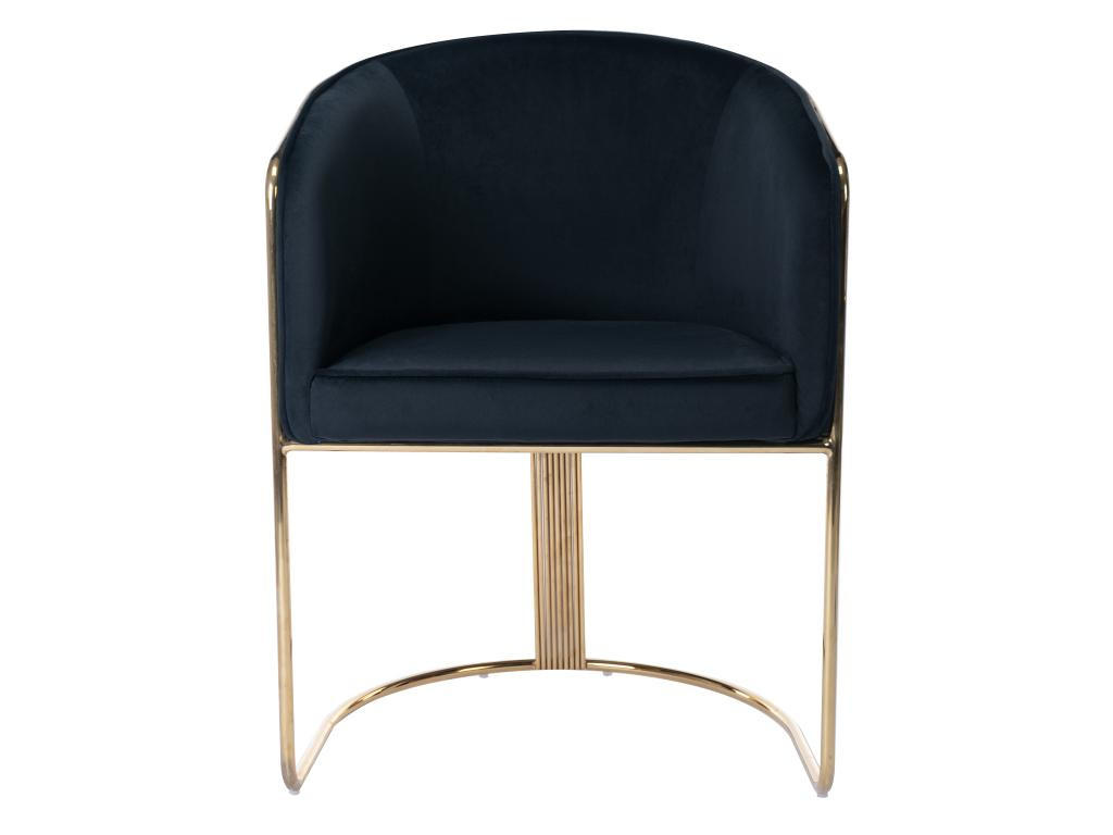 STUHL mit Armlehnen - Samt & Metall - Schwarz und Goldfarben - JOSETHE - Schwarz, Textil (52.5/82.5/59.5cm) - Pascal Morabito