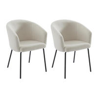 STUHL mit Armlehnen 2er-Set - Bouclé-Stoff & Metall - Cremefarben - MORONI - Creme, Textil (58.5/79/56.5cm) - Pascal Morabito