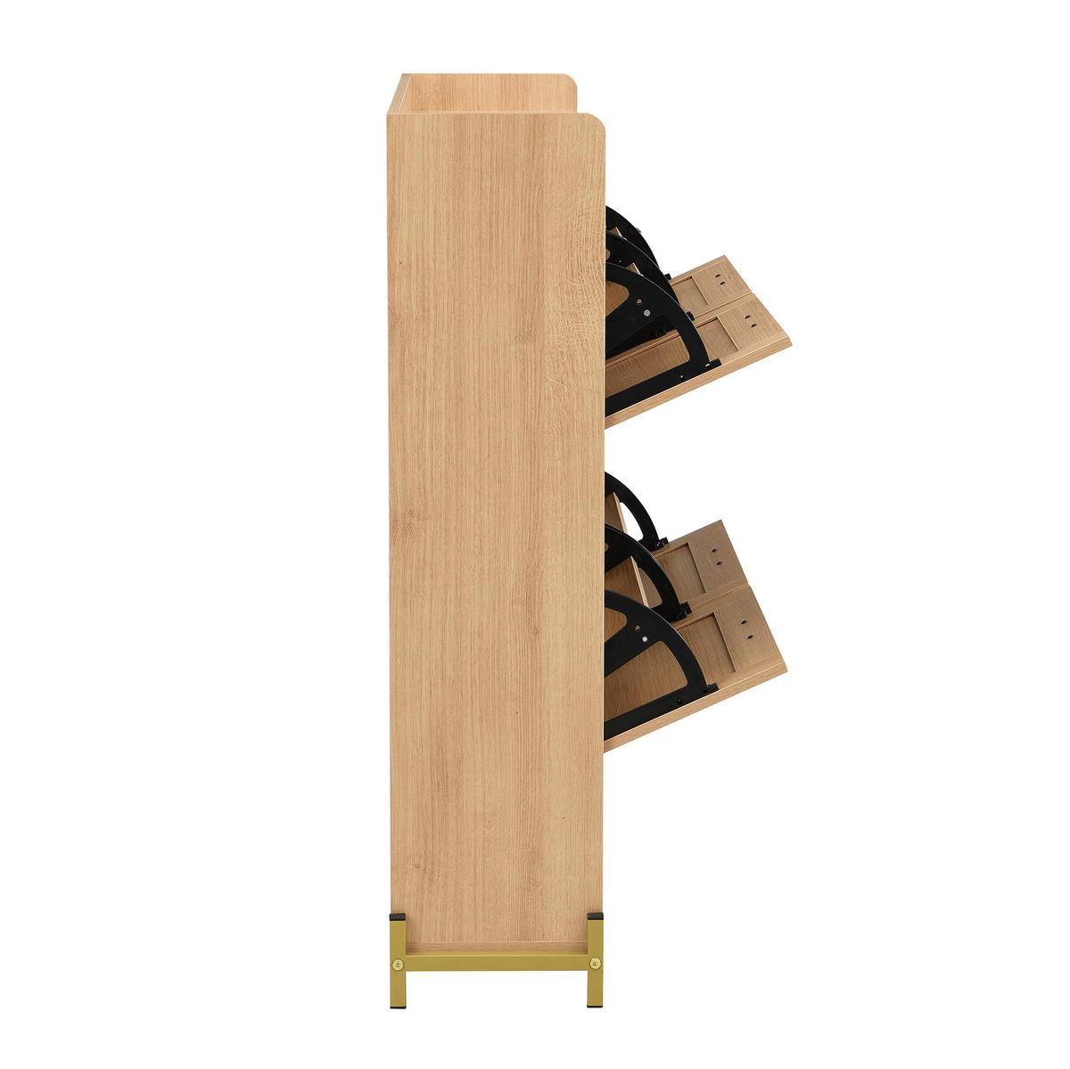 SCHUHSCHRANK aus MDF 108,5x24x100cm in Hell-Eiche mit Ablage - Eichefarben, Holzwerkstoff (108.5/100/24cm) - Modfu