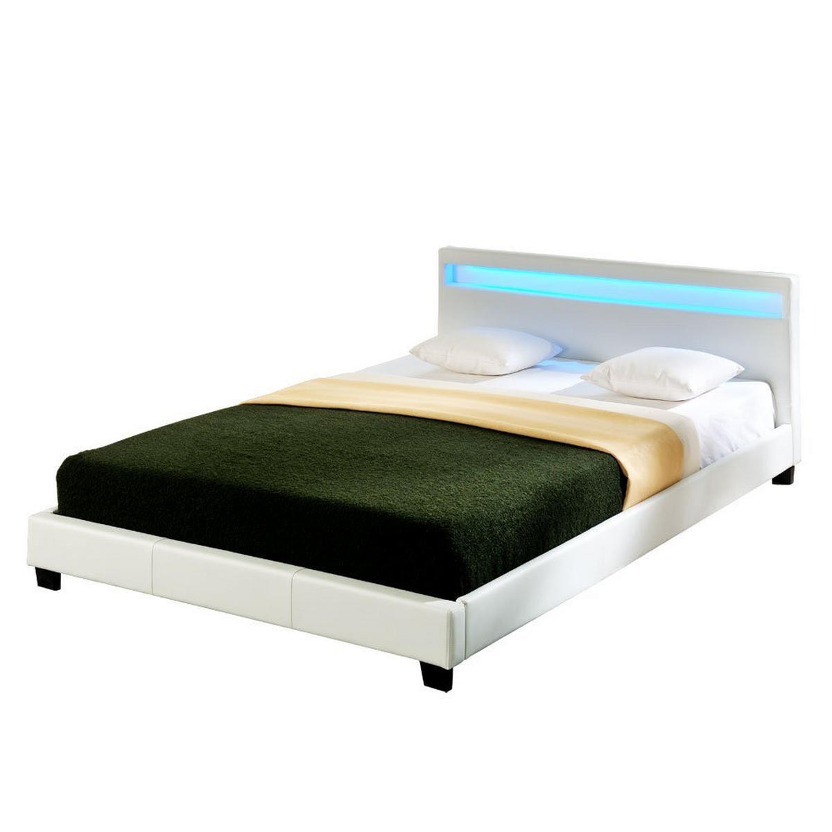 POLSTERBETT Paris mit LED-Beleuchtung - Weiß, Textil (160/200cm) - Corium