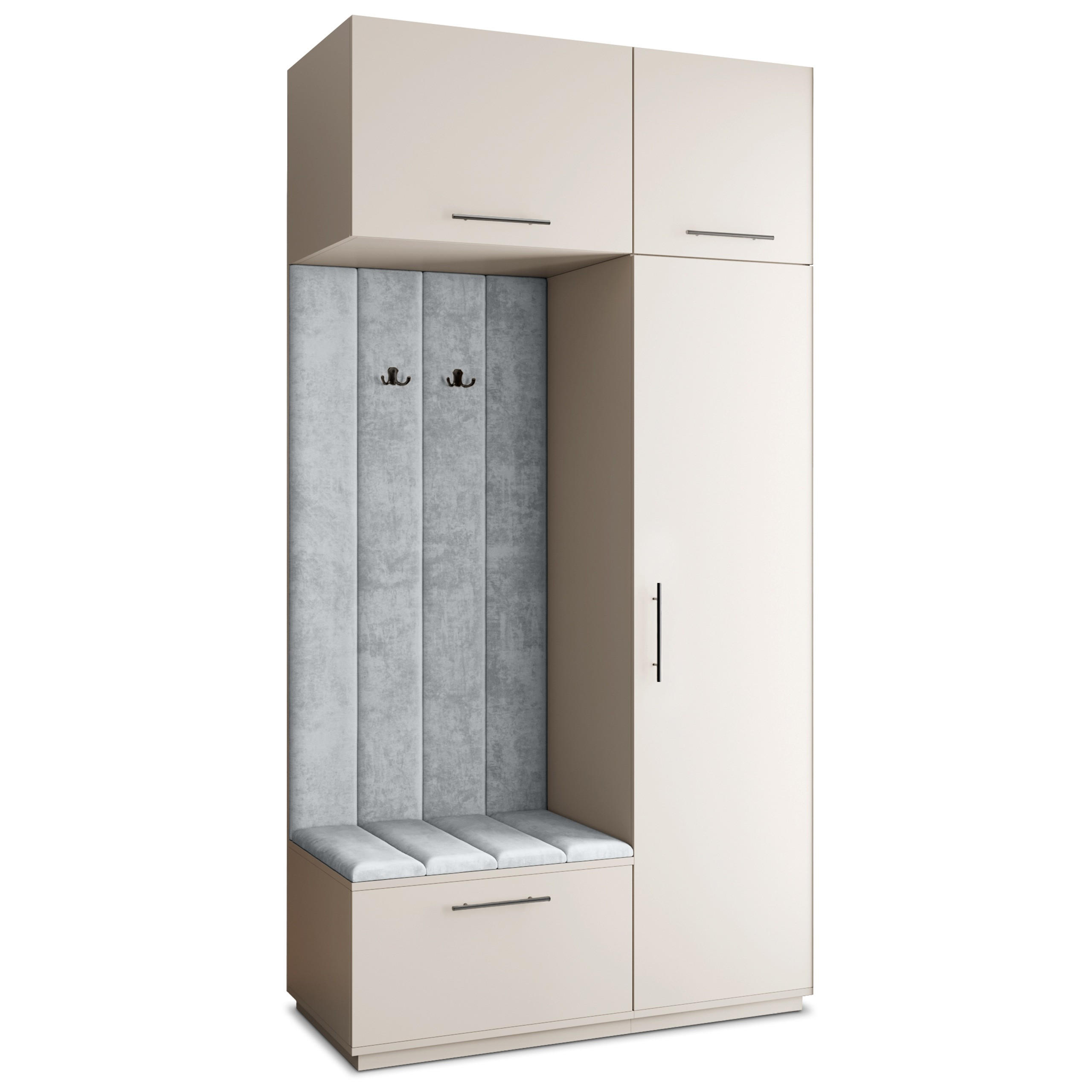 Masseno Garderobenschrank Kaschmir, Hellgrau 120x240x60 cm