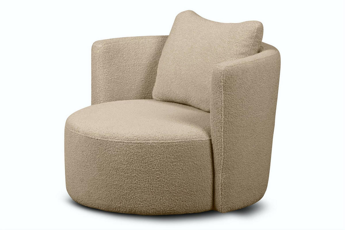 DREHSESSEL RAGGI 360° Drehfunktion mit inklusive dekorativem Kissen, Beige - Beige, Textil (92/75/94cm) - KONSIMO®