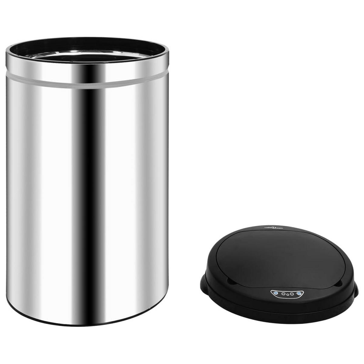 MÜLLEIMER mit Sensor 40L Edelstahl Abfalleimer Automatik - Silberfarben, Metall (30.5/67.5/30.5cm) - DELUKE