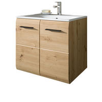 WASCHTISCH Eiche Artisan, Set Waschbeckenunterschrank hängend mit Waschbecken, Breite 60 cm - Schwarz/Eiche Artisan, Keramik/Holzwerkstoff (60/55/46cm) - Inn.Furn